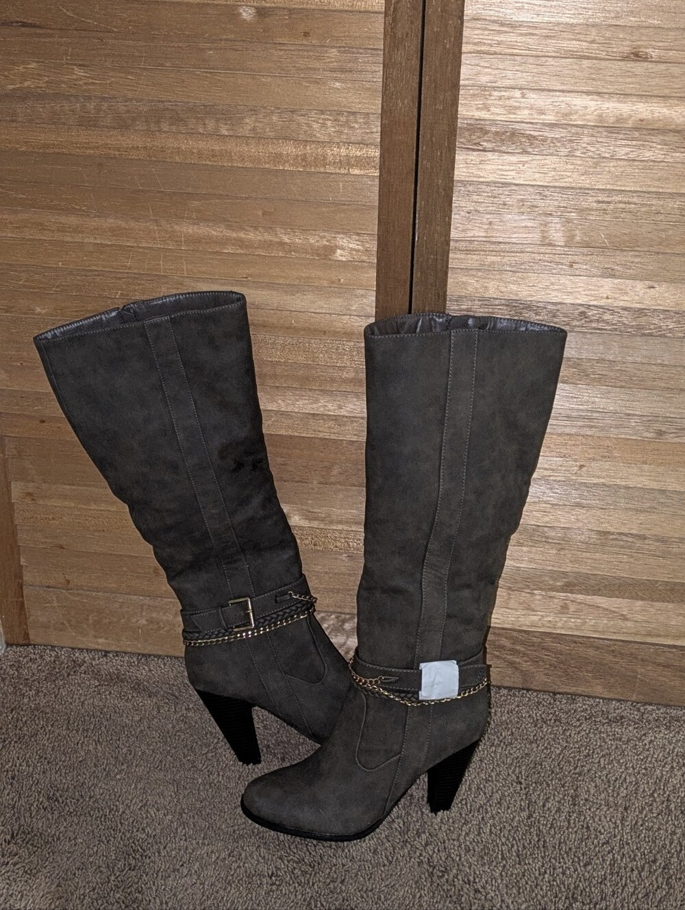 JustFab Women's Tall Heeled Fashion Boots - Dark Gray